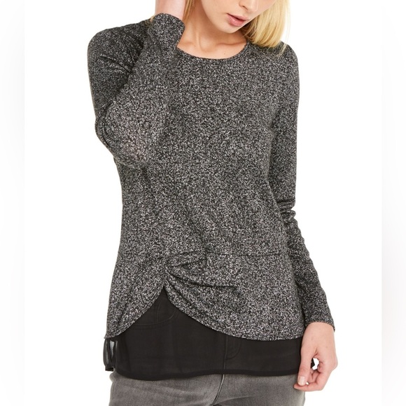 Shimmering Silver Textured Long-sleeve Top - Picture 1 of 8